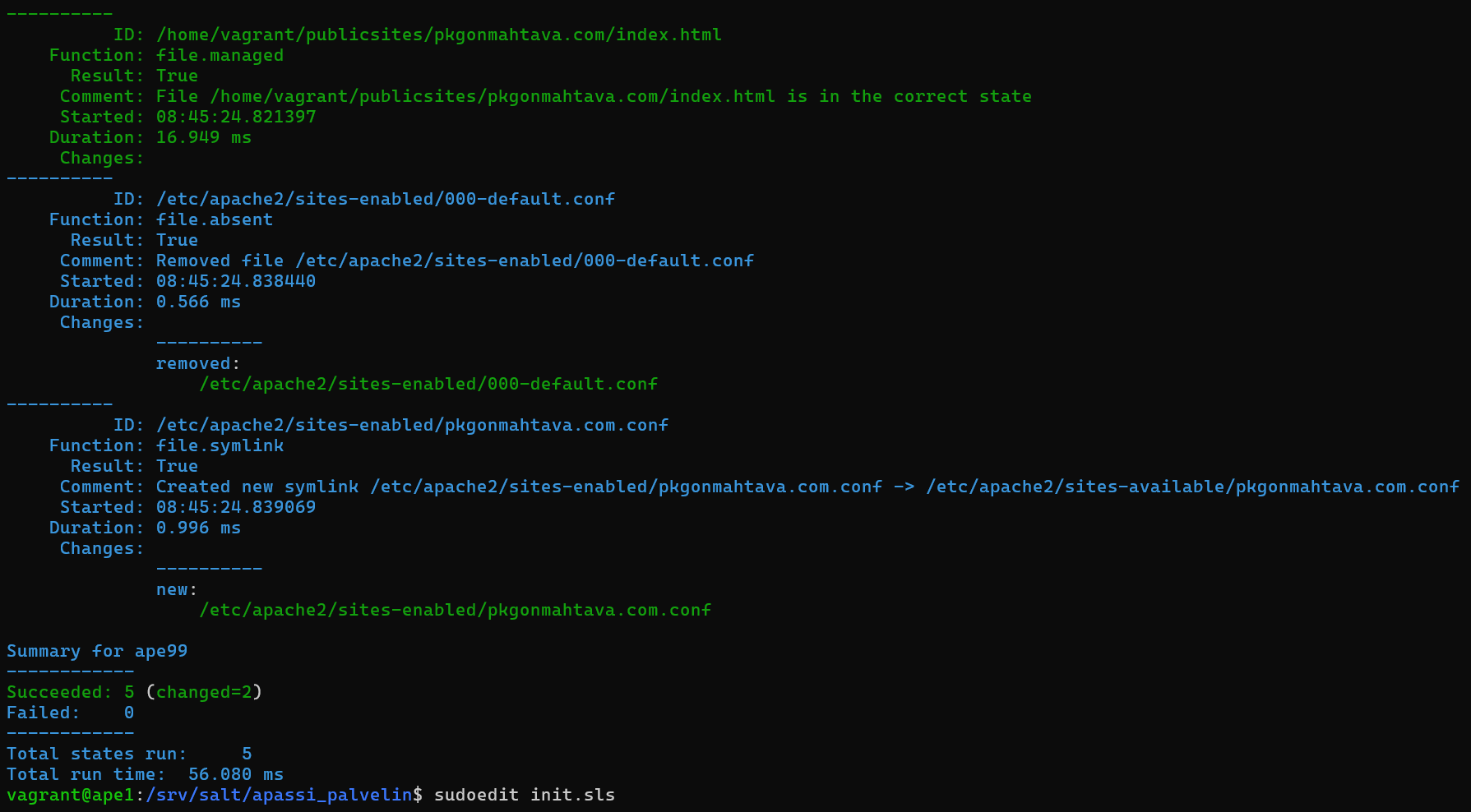 Vastaus moduulin ajamisesta
