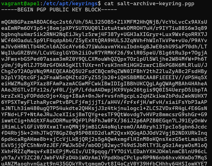 Avain lisättynä tiedostoon