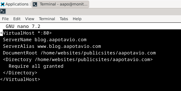 Blogin konfigurointitiedoston luominen