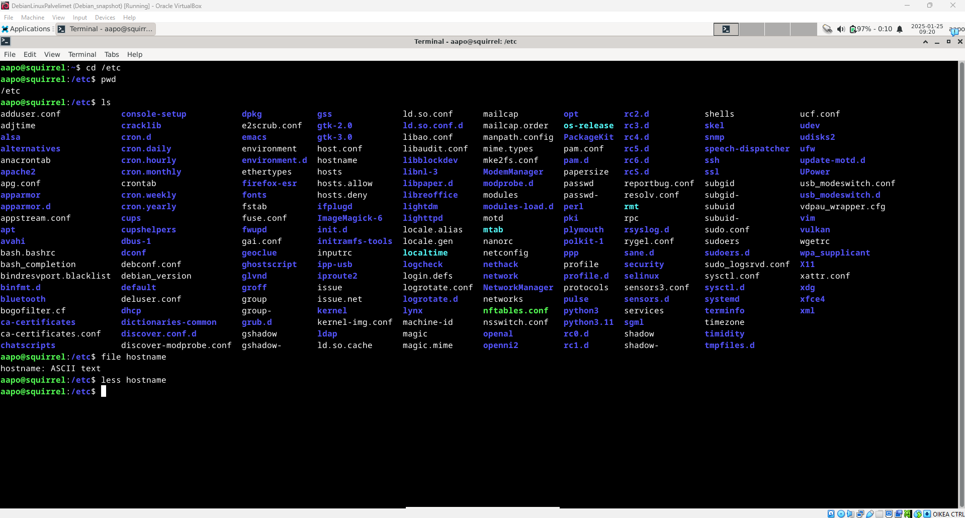 Kuva /etc hakemistosta