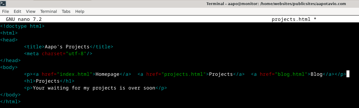 projects.html linkitetty